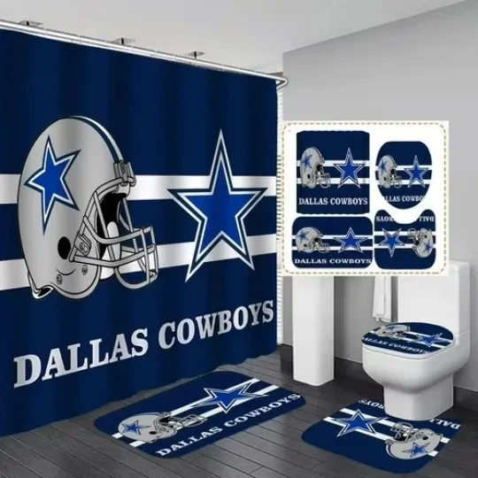 Discover 4PCS Sports Shower Curtain Set American Football Bathroom set