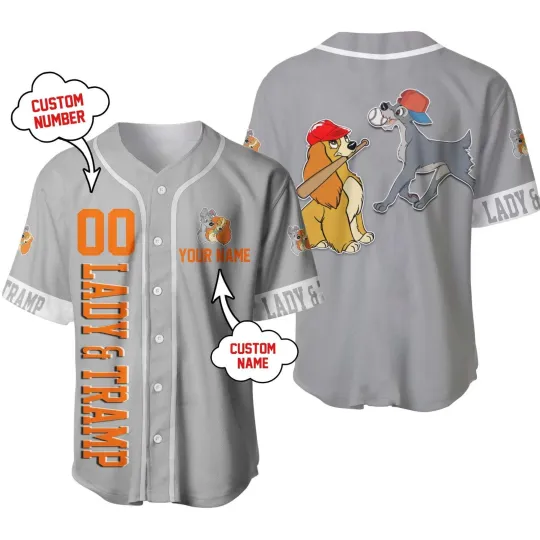 Discover Personalized Disney Dogs Lady And The Tramp Baseball Jersey, Gift for Fan