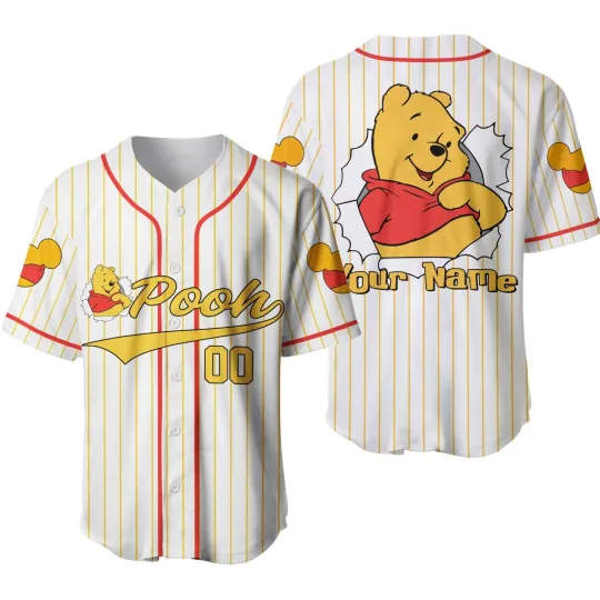 Discover Personalized Disney Winnie the Pooh Baseball Jersey, Gift for Fan