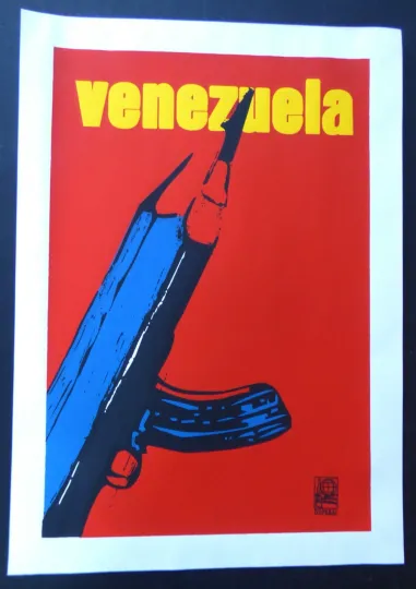 Discover Venezuela Cuban Silkscreen Literacy Poster OSPAAAL Cuba Art Vertical Poster