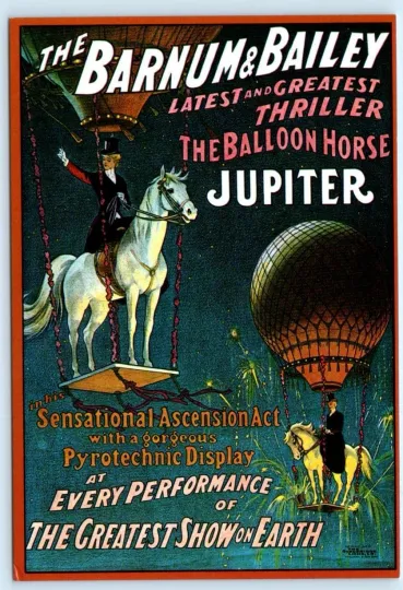 Discover Barnum & Bailey Circus Poster Reproduction Jupiter Balloon Horse