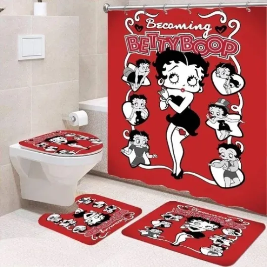 Discover Shower Curtain or Bathroom set 4pcs Betty Boop-Gift Idea