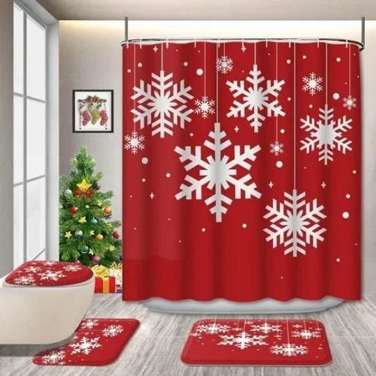 Discover Bathroom set or Shower Curtain Set for Fan :Christmas Snowflake-gift for Fan