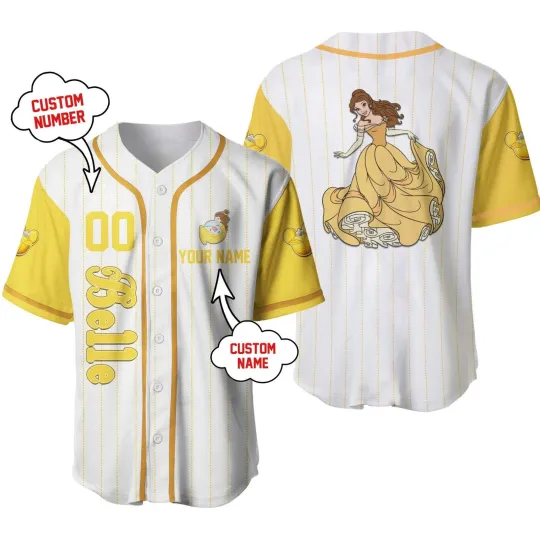 Discover Personalized Belle Princess Beauty And The Beast Baseball Jersey, Gift for Fan