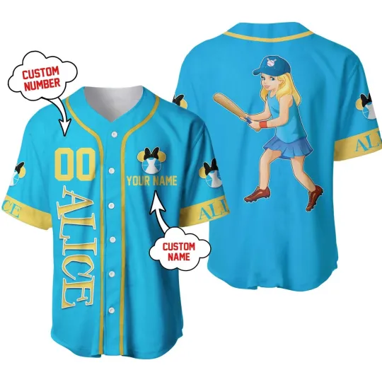 Discover Personalized Disney Alice in Wonderland Baseball Jersey, Gift for Fan