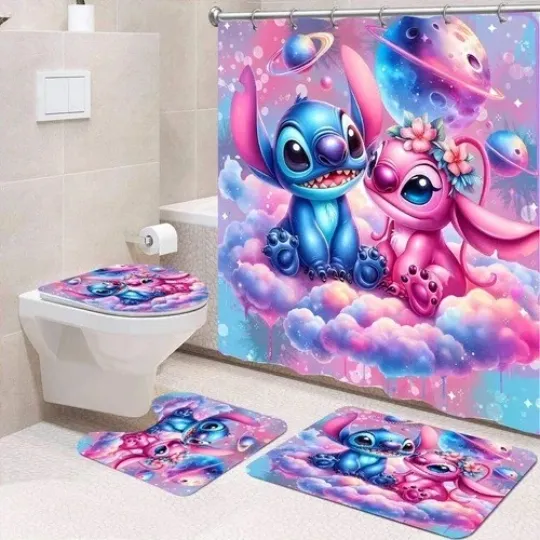 Discover Bathroom set or Shower Curtain Set for Fan Stitch and Angel-gift for Fan