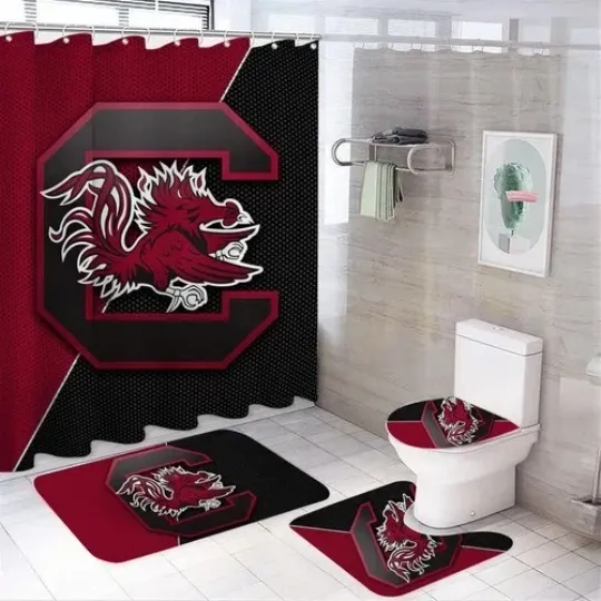 Discover 4pcs College Sport South Carolina Shower Curtain Bathroom set