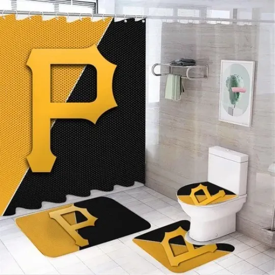 Discover 4pcs Baseball Sport Pirates Shower Curtain Bathroom set