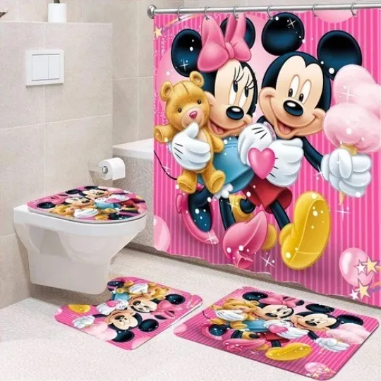 Discover Bathroom set or Shower Curtain Set for Fan, Mickey-gift for Fan