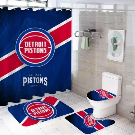 Discover Basketball Sport Pistons Shower Curtain Bathroom set