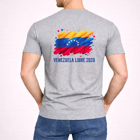 Discover [ON BACK] Venezuela Libre 2026 T-Shirt Abstract Flag Design Support Graphic Tee