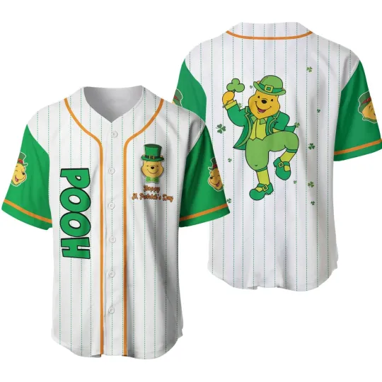 Discover Winnie the Pooh St. Patrick's Day Baseball Jersey, Gift for Fan
