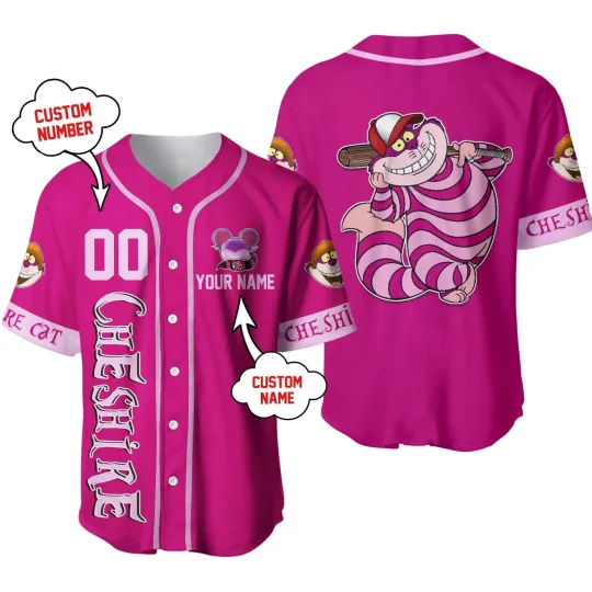 Personalized Cheshire Cat Alice in Wonderland Baseball Jersey, Gift for Fan