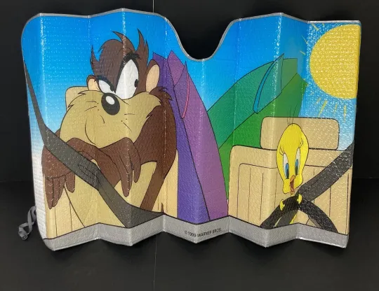 Discover Vintage Looney Tunes Taz & Tweety Pie Character Car Sun Shade Screen Summer