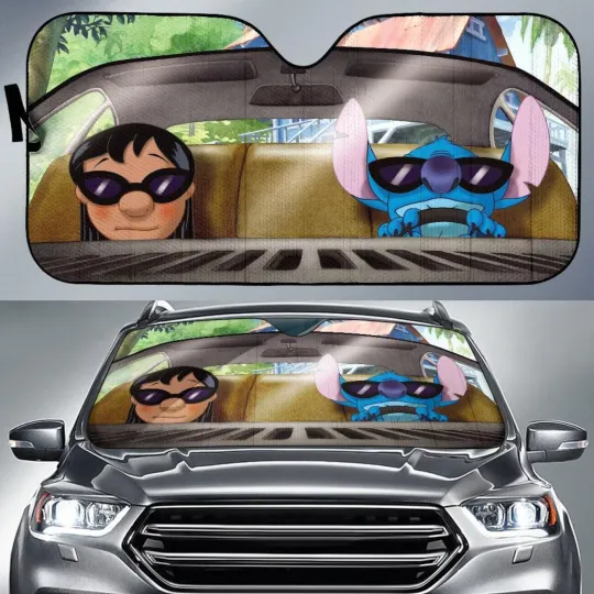 Discover Lilo And Stitch Car Sunshade, Stitch 2025 Car Windshield, Disney Movie Car Decor