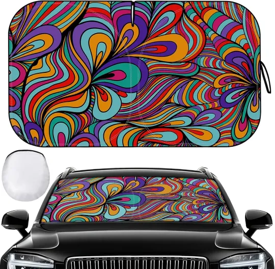Discover Windshield Sun Shade - Car Windshield, Reflector Black(55x31.5)