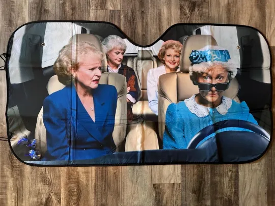 Discover Stay Golden car sunshade – funny & colorful, brings nostalgia and laughs
