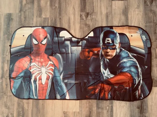 Discover Captain America & Spider-Man Car Sunshade | Front Windshield Sunshade