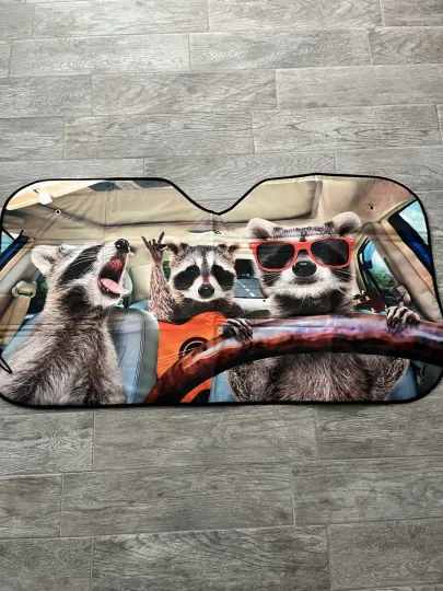 Discover Raccoon Car Sunshade Funny Animals Car Windshield Sun Shade