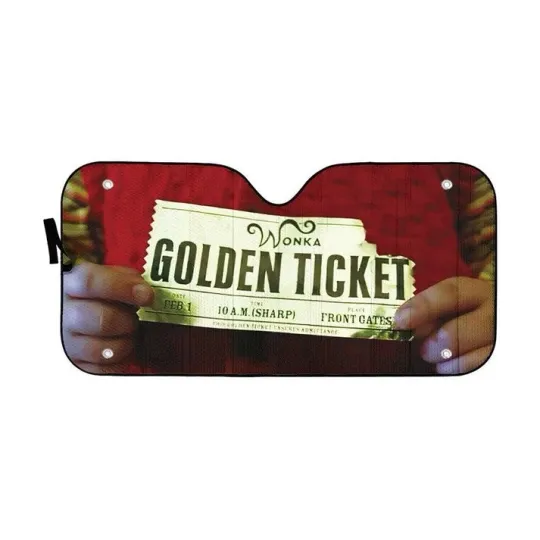 Discover 3D Charlie And The Chocolate Factory Golden Ticket Custom Car Auto Sunshade