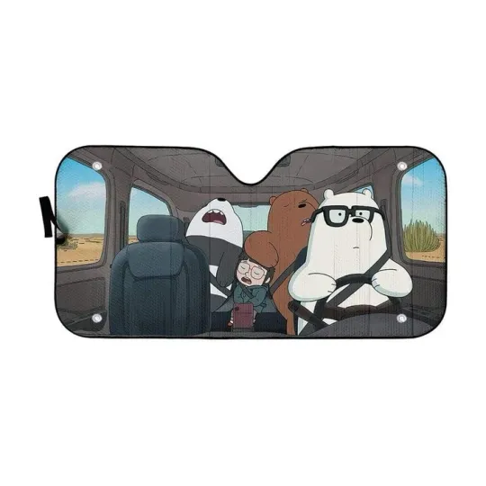 Discover 3D we bare bears 2025 driving Custom Car Auto Sunshade