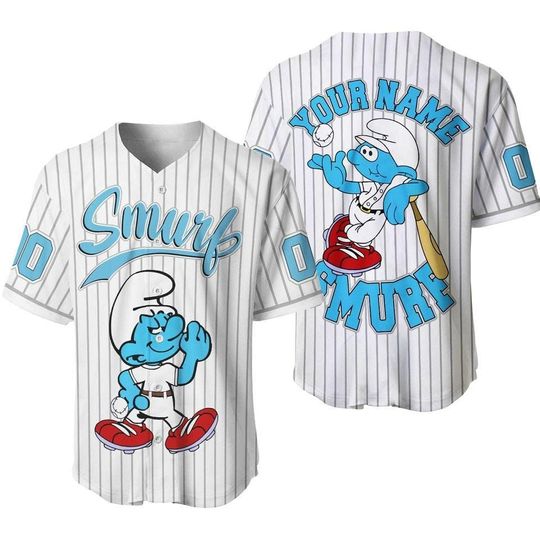 Personalized Smurf Baseball Jersey, Family Custom Smurf Shirt, Funny Smurf Lover Gift
