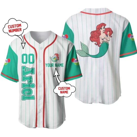Discover Personalized Ariel Princess The Little Mermaid Baseball Jersey Unisex Adults