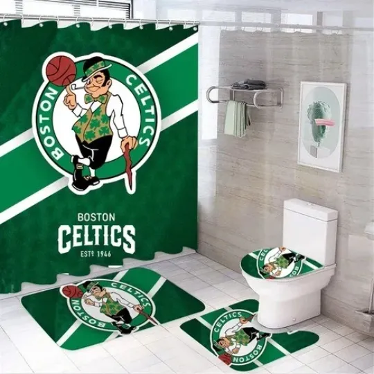 Discover Basketball Sport Celtics Shower Curtain Bathroom set