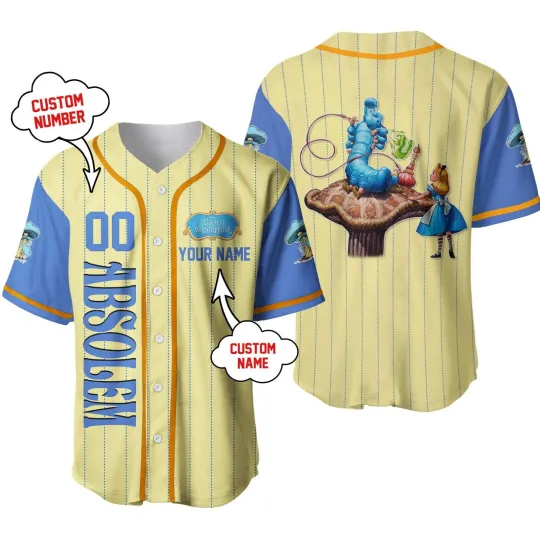 Discover Personalized Absolem Alice's Adventures in Wonderland Baseball Jersey Adults