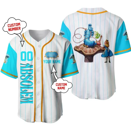 Discover Personalized Absolem Alice's Adventures in Wonderland Baseball Jersey Adults
