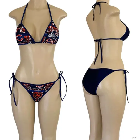 Discover Chicago Bears String Bikini Set, Two Piece Swimsuit Beachwear Sexy Bikini