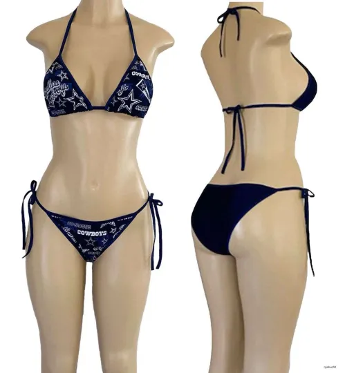 Dallas Cowboys String Bikini Set, Two Piece Swimsuit Women's Swimwear