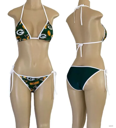 Discover Green Bay Packers String Bikini Set, Two Piece Swimsuit Beachwear Sexy Bikini