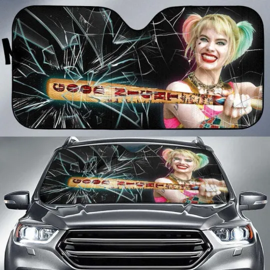 Discover Harley Quinn Car Car Sun Shade Broken Windshield Funny Gift