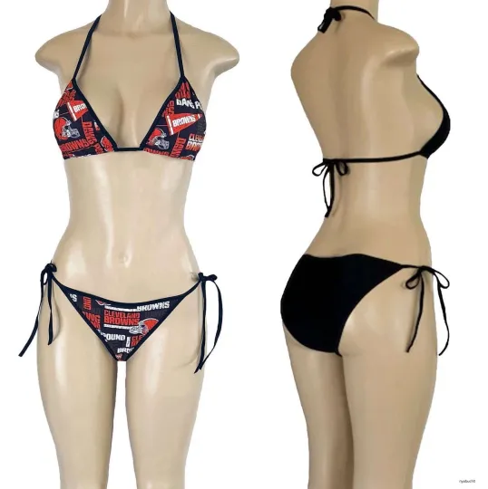 Discover Cleveland Browns String Bikini Set, Two Piece Swimsuit Beachwear Sexy Bikini