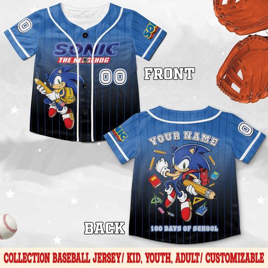 Discover Custom Name and Number Sonic Baseball Jersey, Shadow Tails Sliver Sonic the Hedgehog Birthday Gift, Sonic Baseball Fan Lover BZLV03