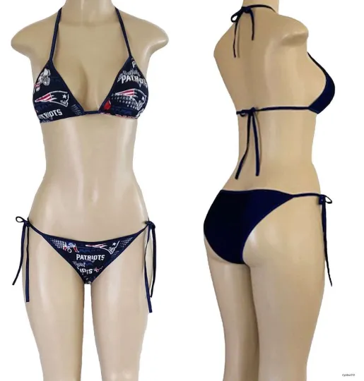 New England Patriots String Bikini Set, Two Piece Swimsuit Women's Swimwear