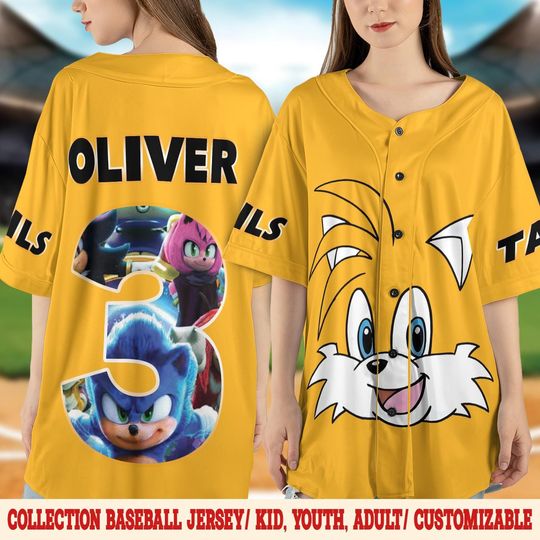 Discover Tails Character Birthday Jersey, Personalized Sonic The Hedgehog Collection Baseball Jersey, The Hedgehog Sonic Baseball Team Outfit