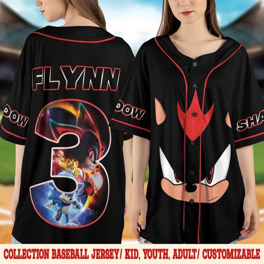 Discover Shadow Character Birthday Jersey, Personalized Sonic The Hedgehog Collection Baseball Jersey, The Hedgehog Sonic Baseball Team Outfit