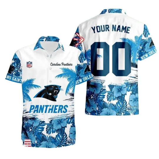 Discover Customized Carolina Football Team Pantherss Hawaiian Button Down Shirt Unisex Adults