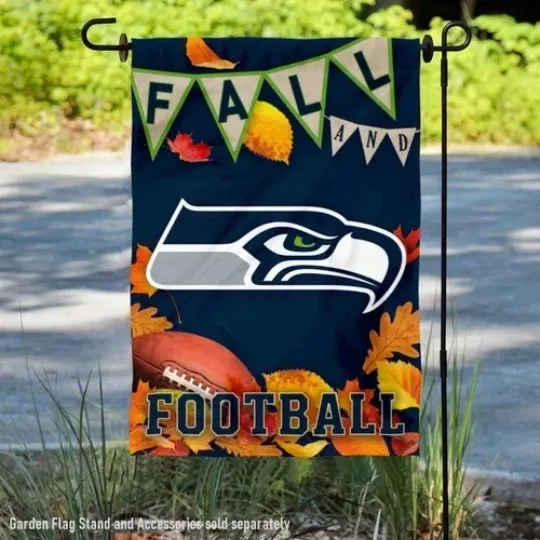 Discover Seattle Fall Football Leaves Decorative Flag Graden Flag