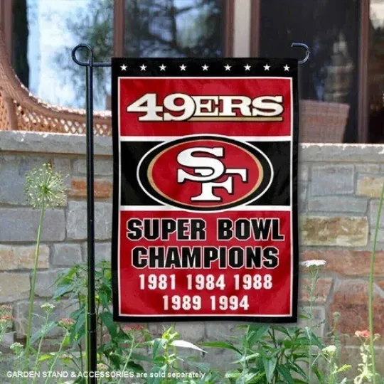 Discover 49-ers 5 Time Super Champs Flag Graden Flag