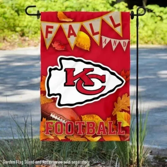 Discover Kan-sas City Fall Football Leaves Flag Graden Flag