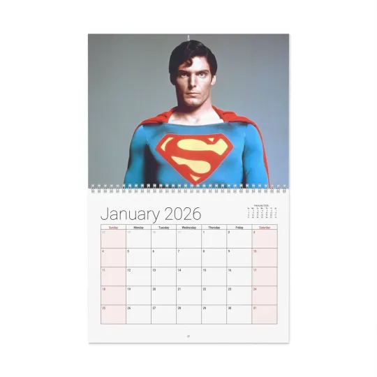 Discover Superman Movies 2026 Wall Calendar - Christopher Reeve, Monthly, Superhero