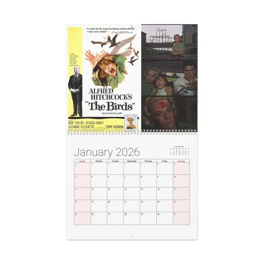 Discover Hitchcock Movies 2026 Wall Calendar - Home & Living, Office Supplies, Calendar, Movie Lover Gift