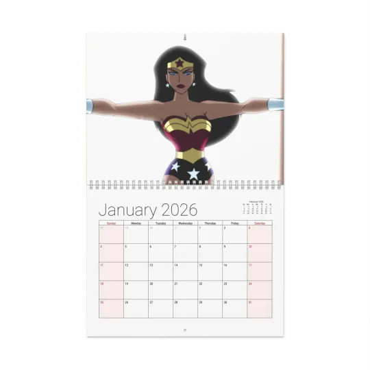 Discover Wonder Woman 2026 Wall Calendar - Home Decor, Monthly Planner, Cartoon Fan Gift