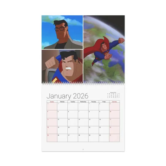 Superman The Animated Series 2026 Wall Calendar - Home Decor, Monthly, Superhero