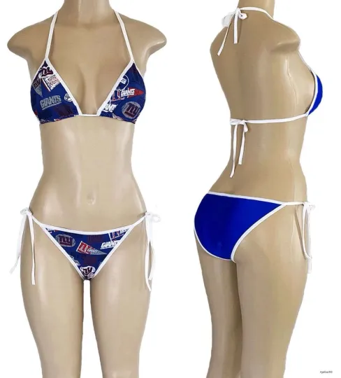 Discover New York Giants String Bikini Set, Two Piece Swimsuit Beachwear Sexy Bikini