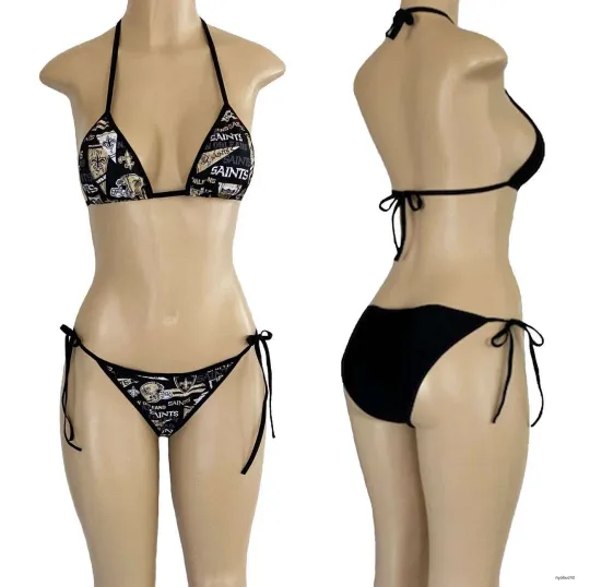 Discover New Orleans Saints String Bikini Set, Two Piece Swimsuit Beachwear Sexy Bikini