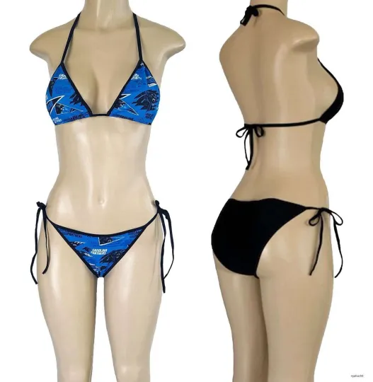 Discover Carolina Panthers String Bikini Set, Two Piece Swimsuit Beachwear Sexy Bikini